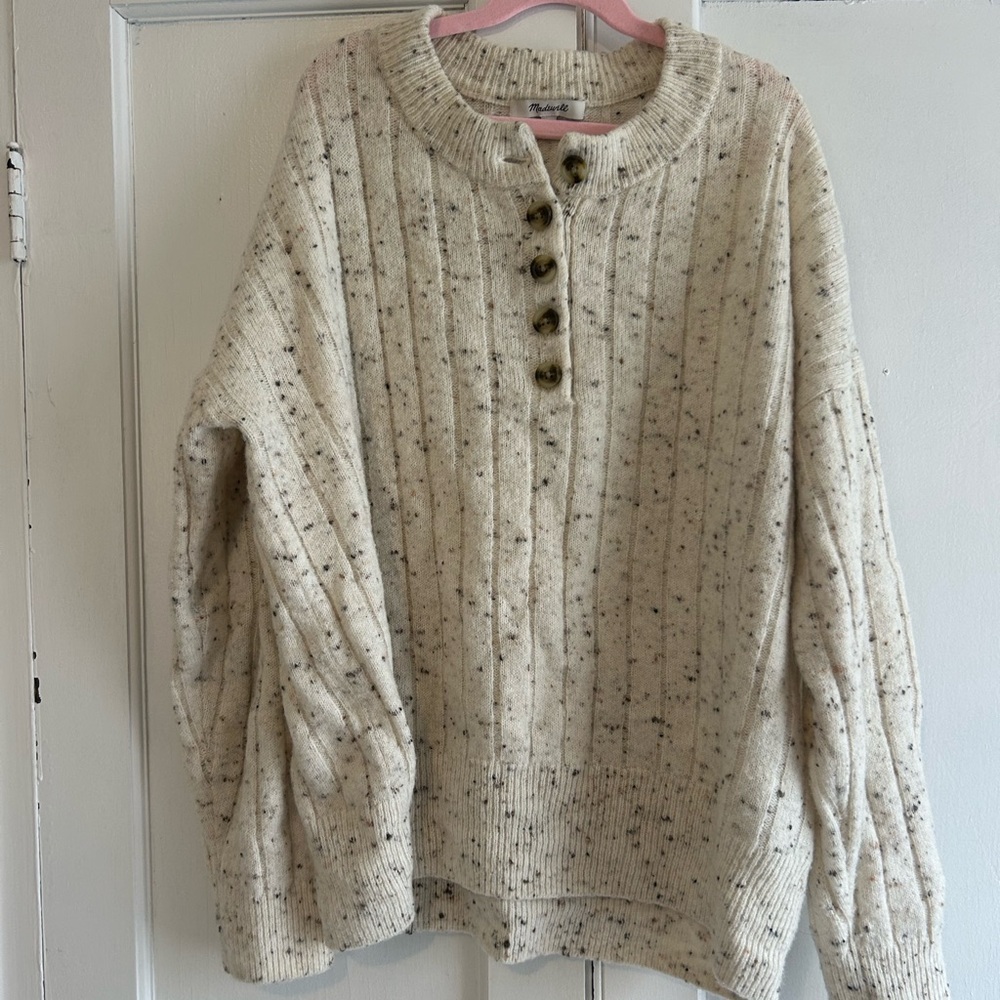 Cream Speckled Knit Sweater